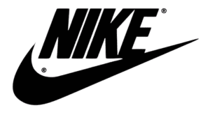 Logo de Nike en fondo blanco, ropa y accesorios vintage de cuero.