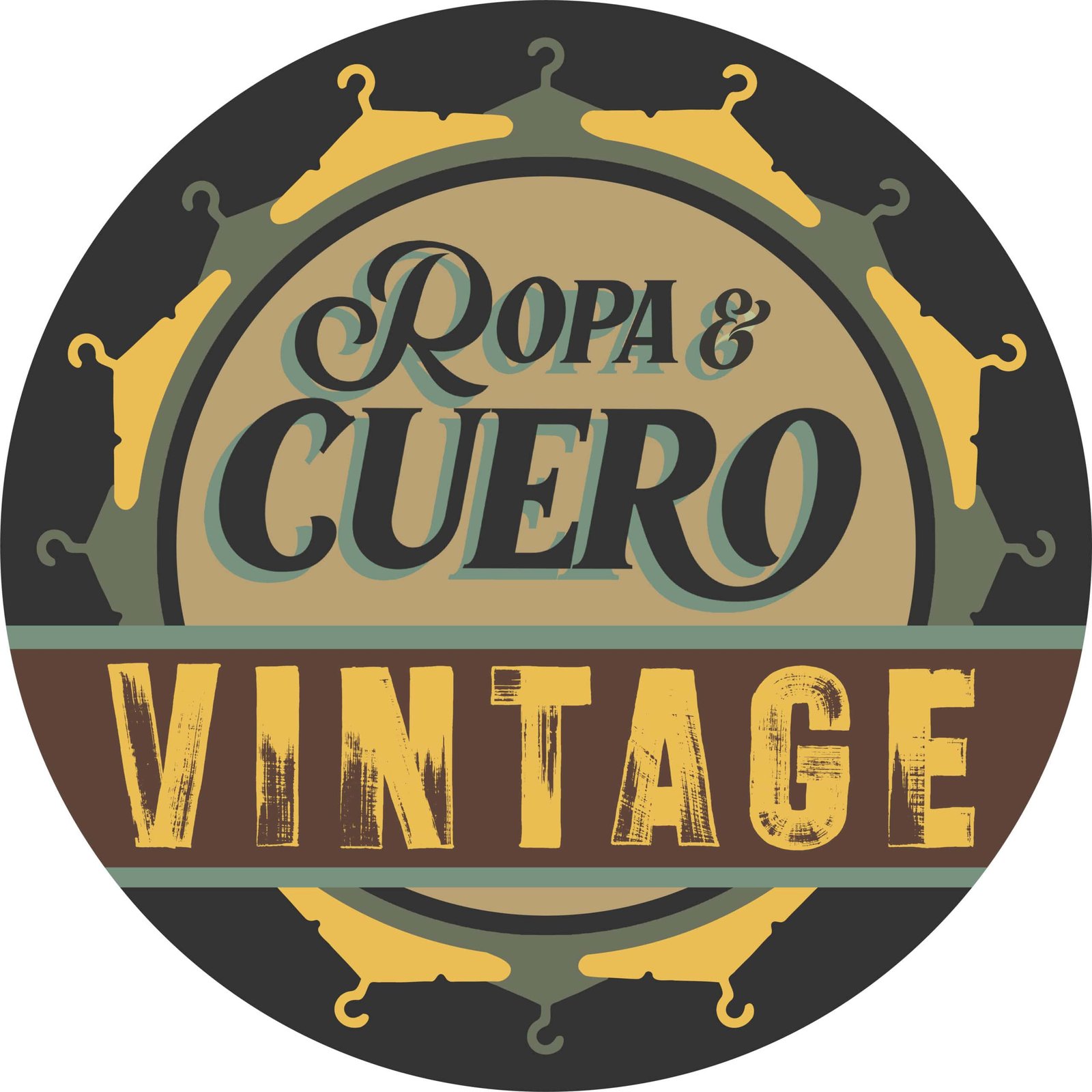 Logo de Ropa y Cuero Vintage con prendas y accesorios de cuero.