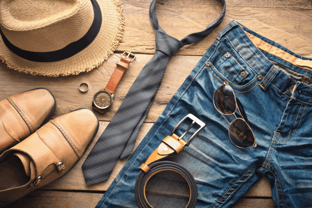 Prenda vintage auténtica con accesorios de cuero y estilo clásico.