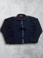 Jersey negro Burberry con cremallera y detalles de cuero vintage. Perfecto para un estilo clásico y.